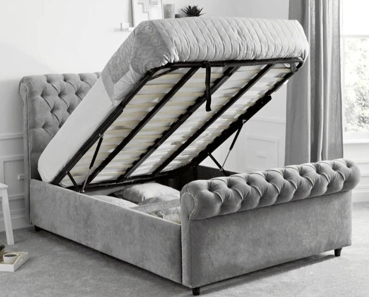 Sleigh Bed - Luxury Tufted Bed Frame