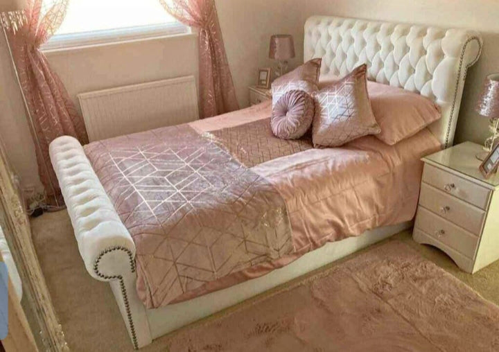 Sleigh Bed - Luxury Tufted Bed Frame