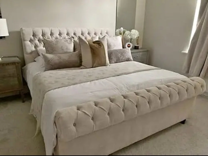 Sleigh Bed - Luxury Tufted Bed Frame
