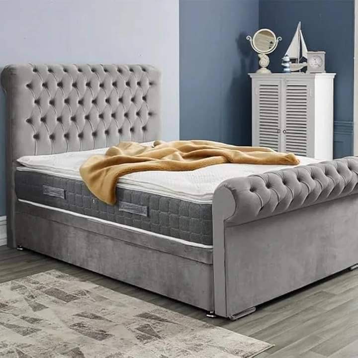 Sleigh Bed - Luxury Tufted Bed Frame
