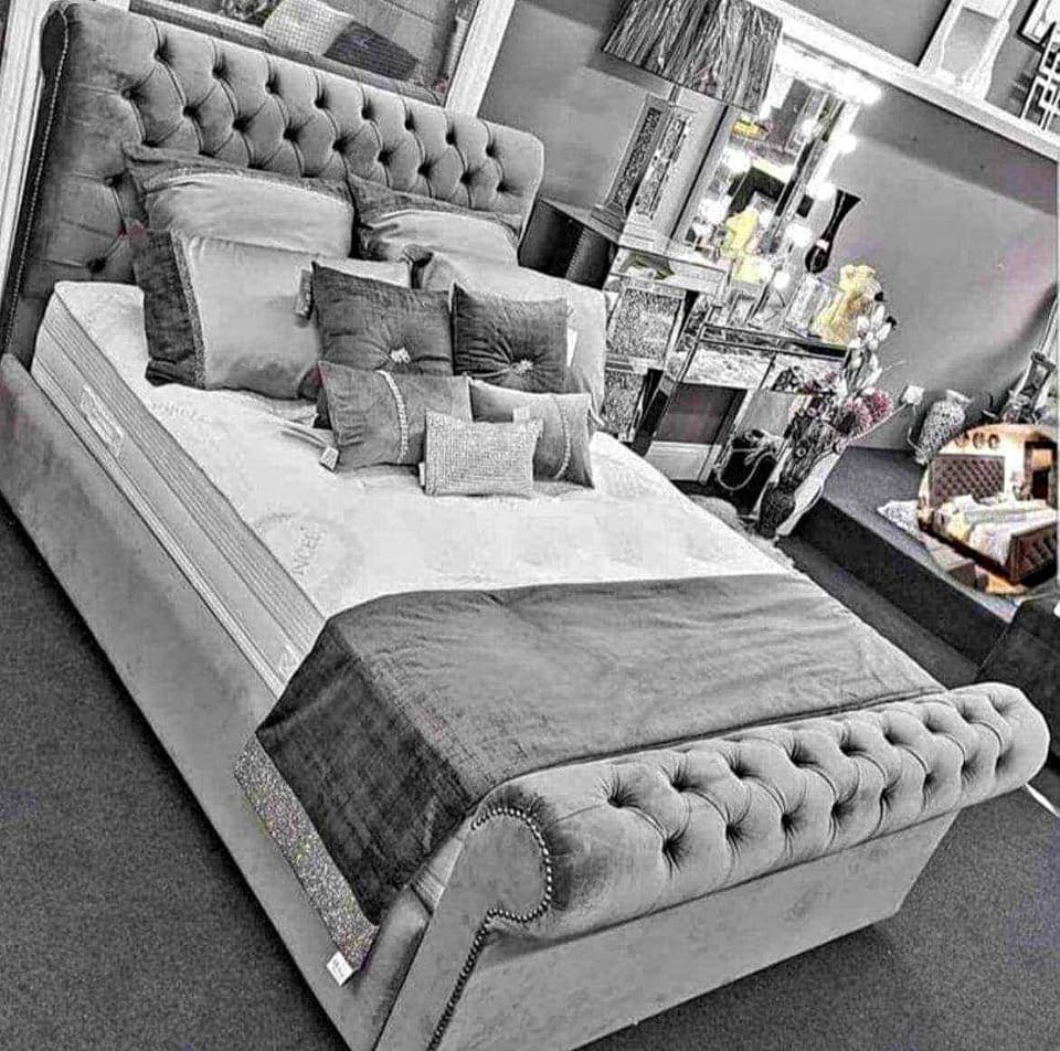Sleigh Bed - Luxury Tufted Bed Frame