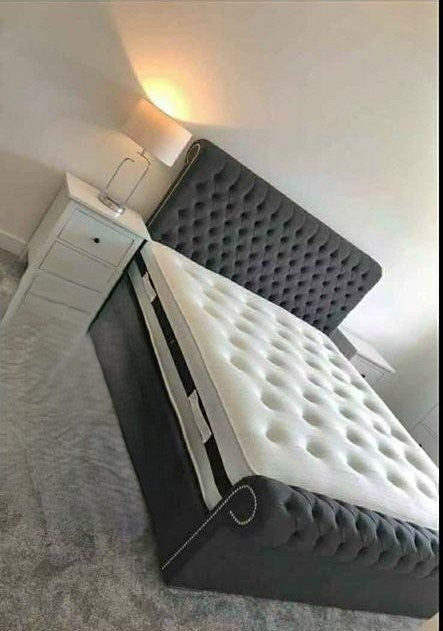 Sleigh Bed - Luxury Tufted Bed Frame