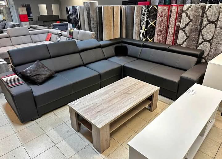 Large L-Shaped Sectional Sofa - Charcoal Gray Modular Corner Couch with Storage