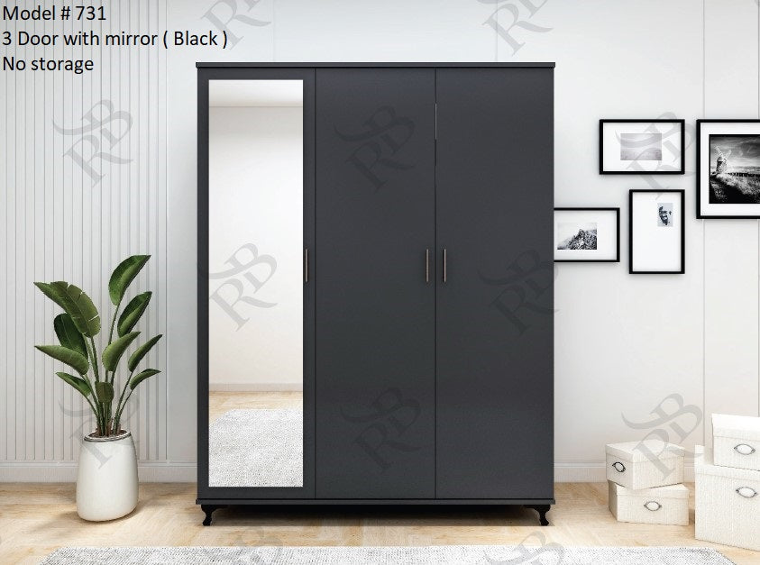 Modern Sliding Door Wardrobe with 3-Mirror