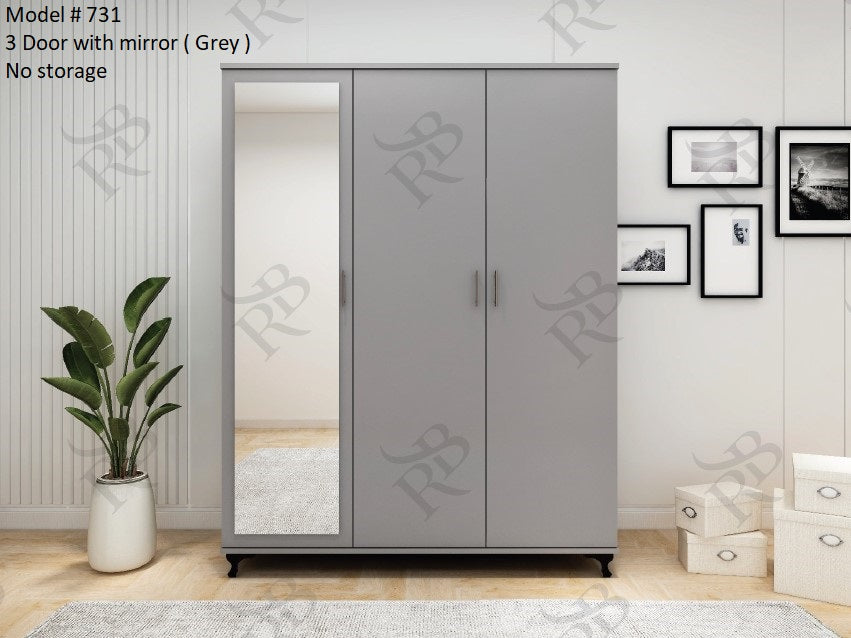 Modern Sliding Door Wardrobe with 3-Mirror