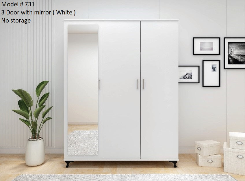 Modern Sliding Door Wardrobe with 3-Mirror