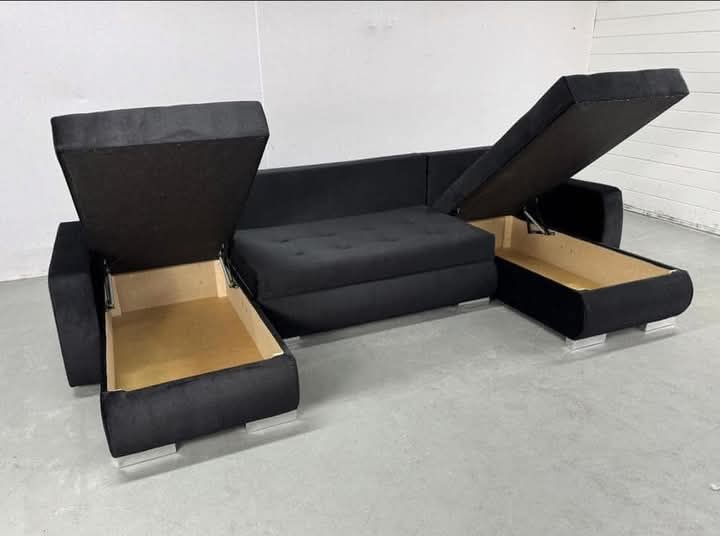 U-Shape Sofa Bed with Storage – Velvet Sectional