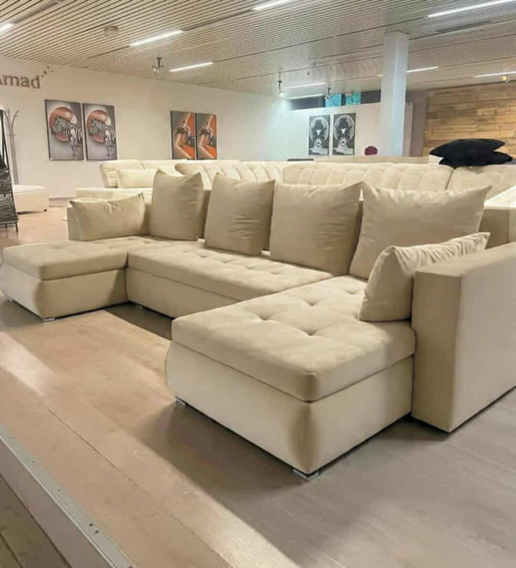U-Shape Sofa Bed with Storage – Velvet Sectional