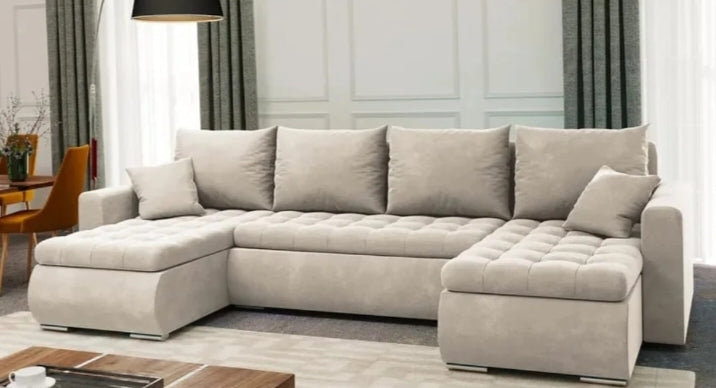 U-Shape Sofa Bed with Storage – Velvet Sectional