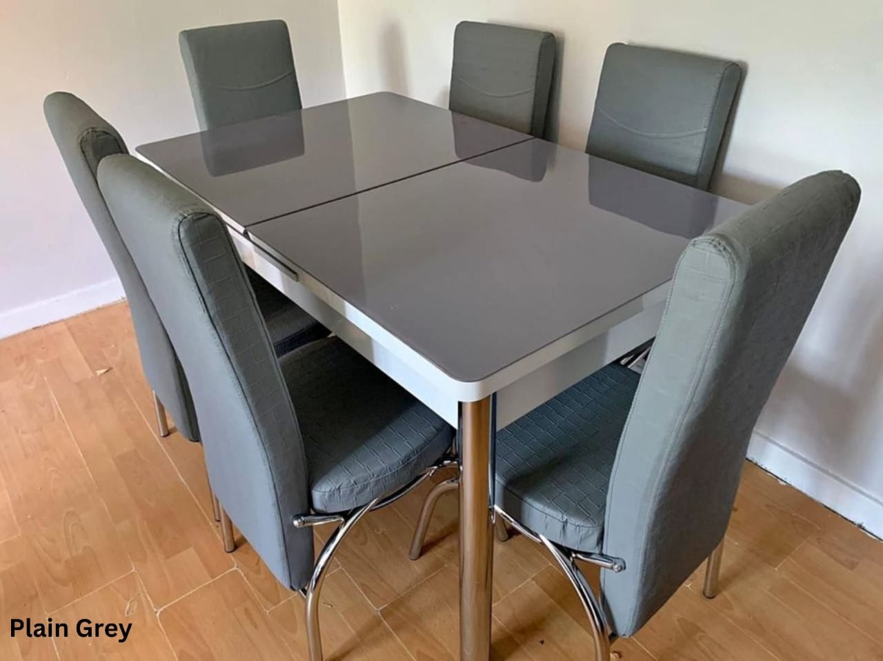 Modern Glass Top Dining Table Set - 4-6 Seater with Decorative Upholstered Chairs