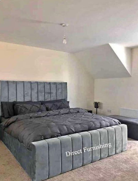 Luxe Channel Tufted Panel Bed - Cream Upholstered Platform Bed with Vertical Paneling