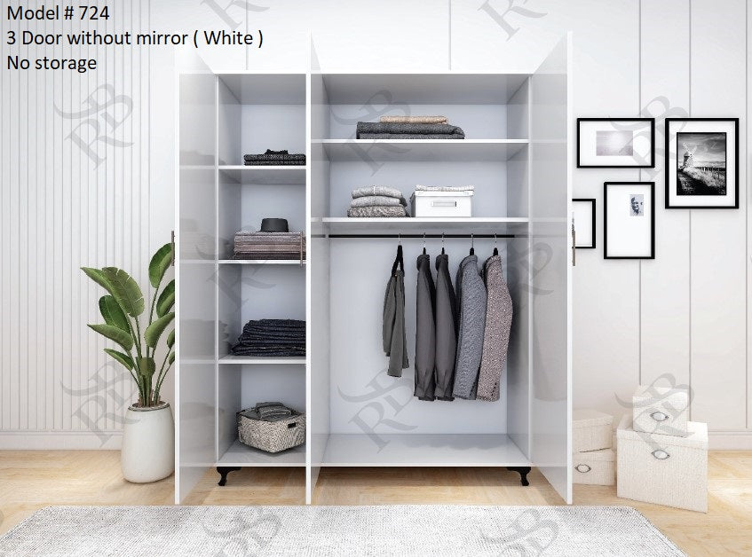 Modern Sliding Door Wardrobe with 3-Mirror