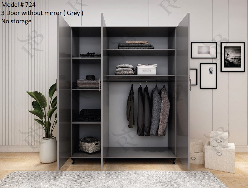 Modern Sliding Door Wardrobe with 3-Mirror