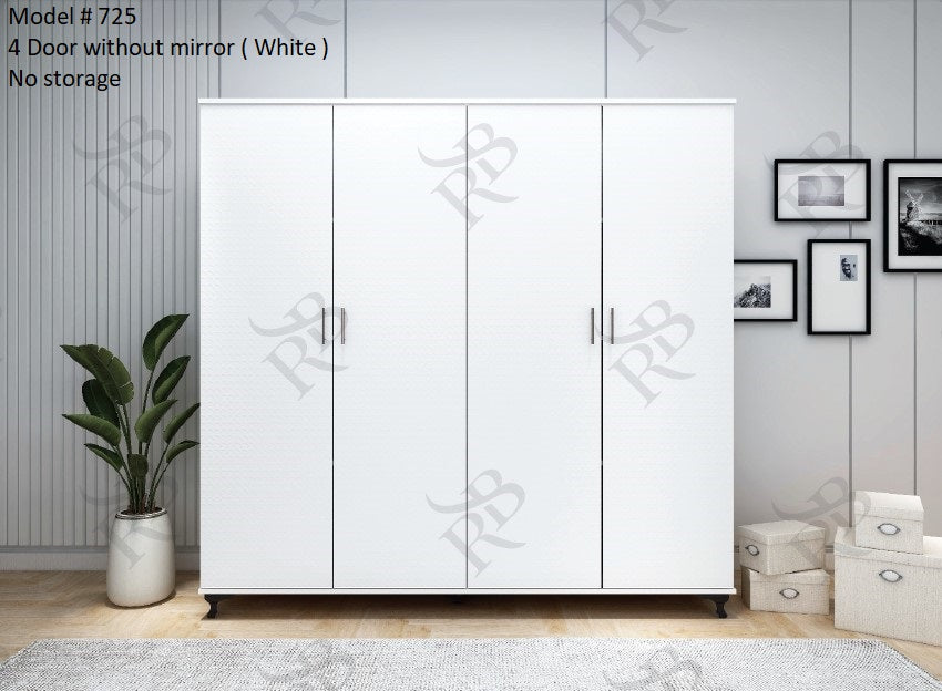 Luxury 4-Door Wardrobe – Modern Design with Optional Mirrors