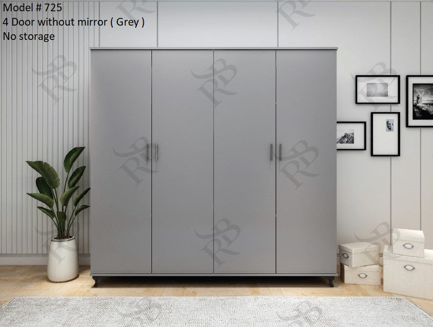 Luxury 4-Door Wardrobe – Modern Design with Optional Mirrors
