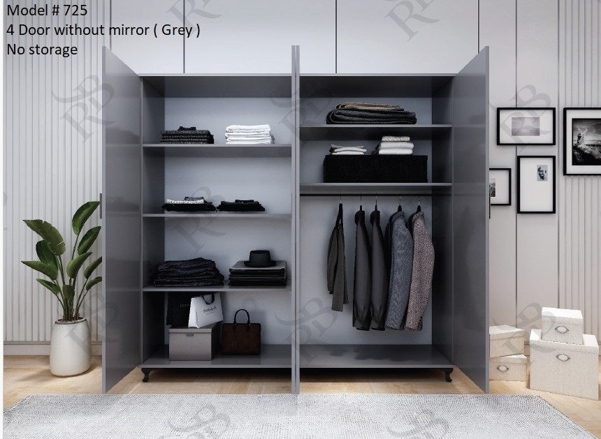 Luxury 4-Door Wardrobe – Modern Design with Optional Mirrors
