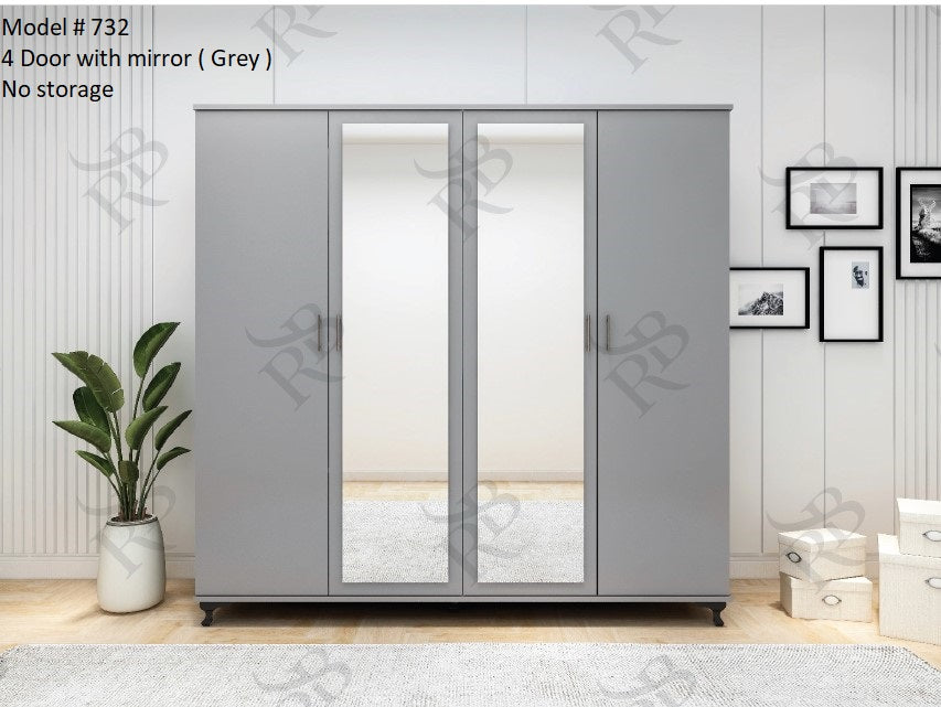 Luxury 4-Door Wardrobe – Modern Design with Optional Mirrors
