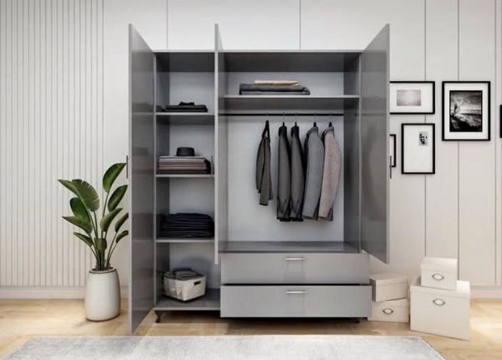 Luxury 3-Door Wardrobe with Mirror and Storage Drawers