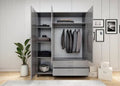Luxury 3-Door Wardrobe with Mirror and Storage Drawers