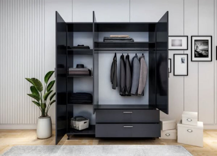 Luxury 3-Door Wardrobe with Mirror and Storage Drawers