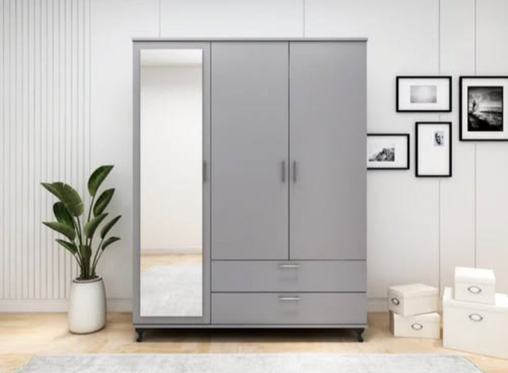 Luxury 3-Door Wardrobe with Mirror and Storage Drawers