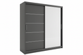 High-resolution gray wardrobe with mirror